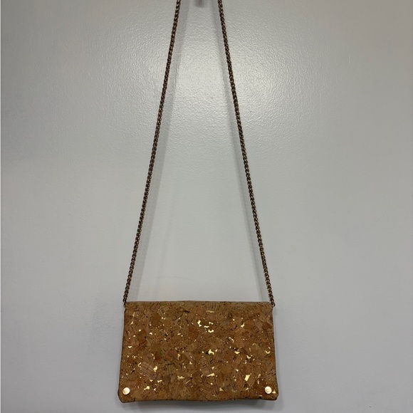 Handbags - Cork style crossbody with gold chain. 8-1-2 x 6-1/2